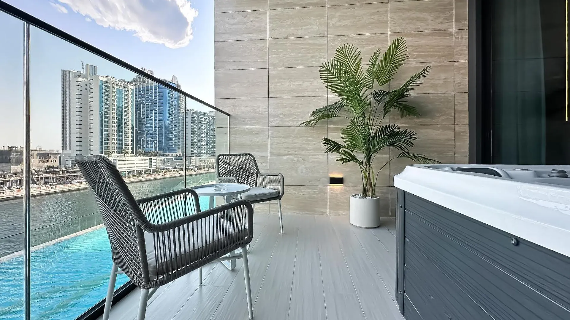 Elegant Getaway W Stunning Pool Canal Views Dubai Apartment